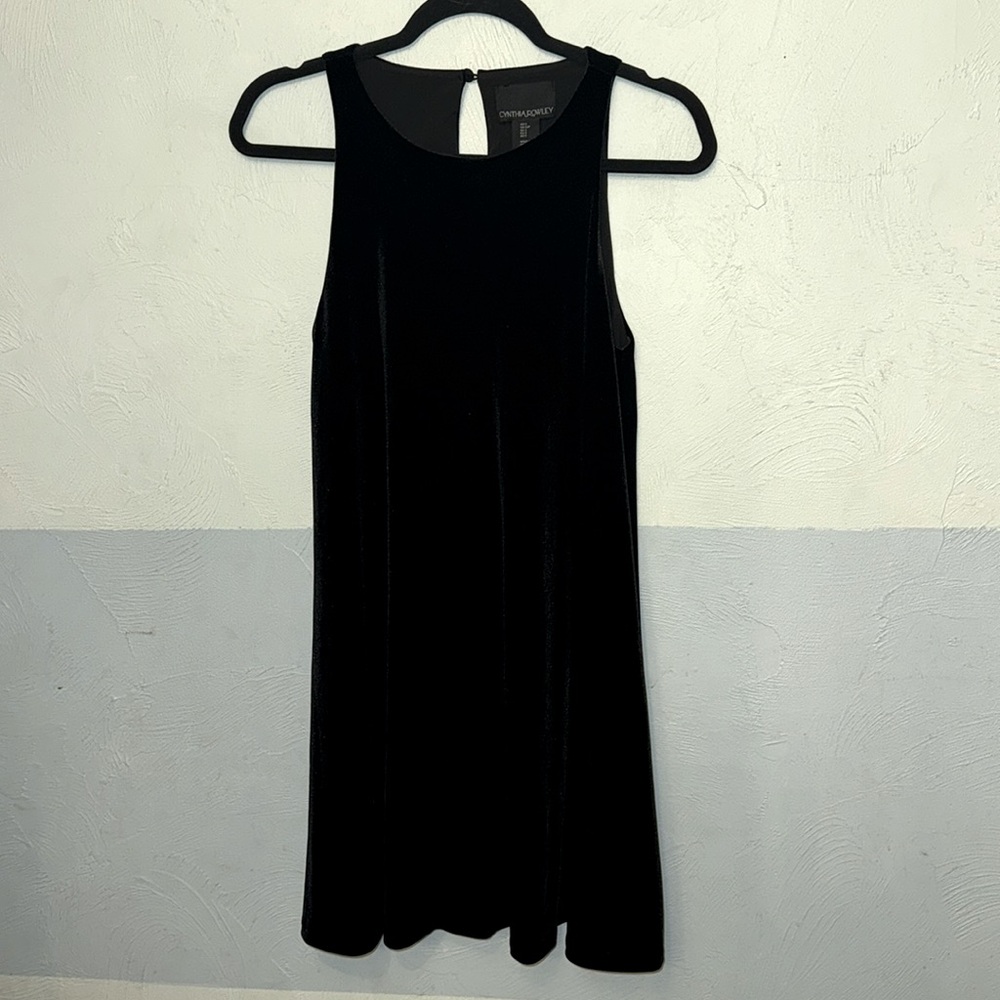 Black velvet mini swing dress